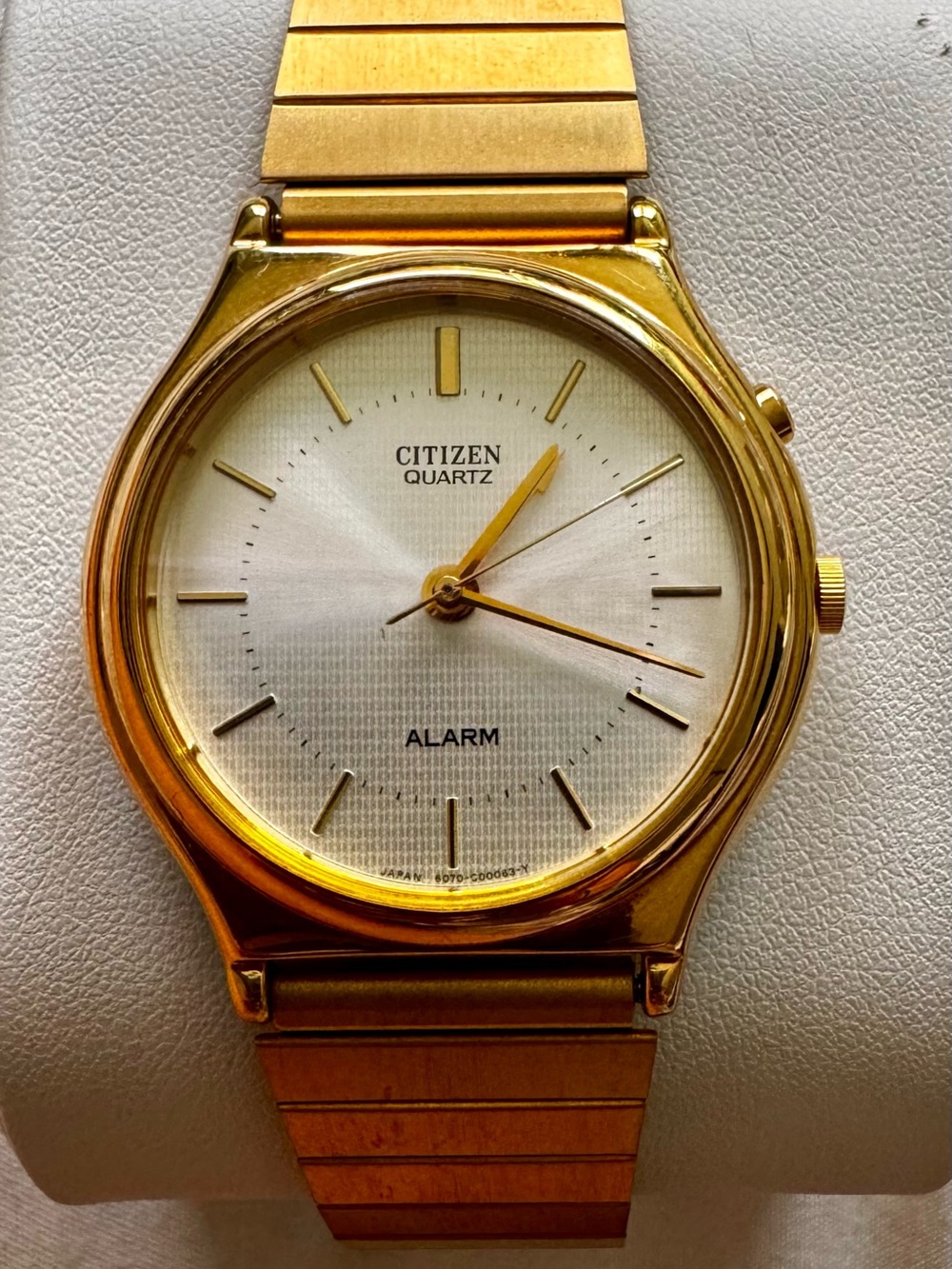 Citizen Gold-Tone Men's Alarm Watch with White Dial and Gold Markers